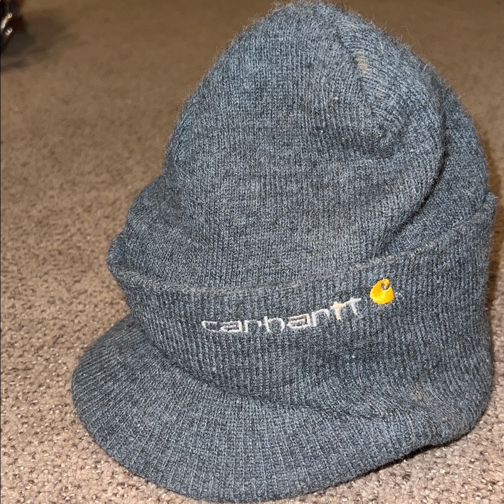 Carhartt Knit Winter Beanie Visor Bill Hat Gray - Made In USA